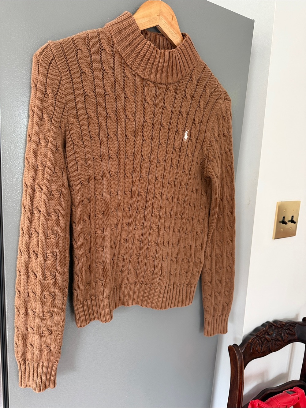 Ralph Lauren Sport Double Layer Mock Neck Cable Sweater Size S - Picture 2 of 8